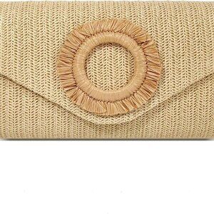 Straw Clutch Purse for Women,Summer Beach Bag,Envelope Evening Clutch Handbags f